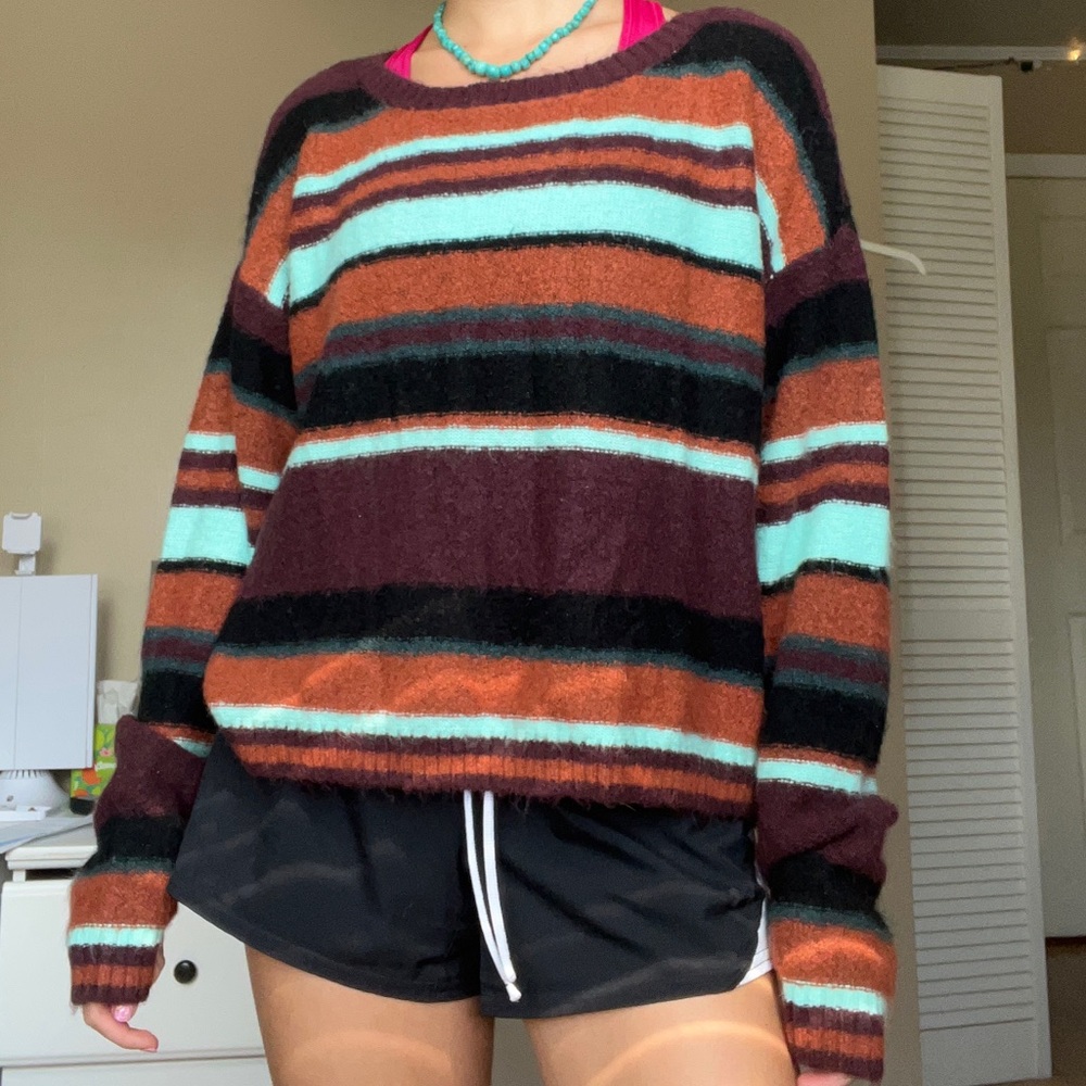 Multicolored striped soft sweater
